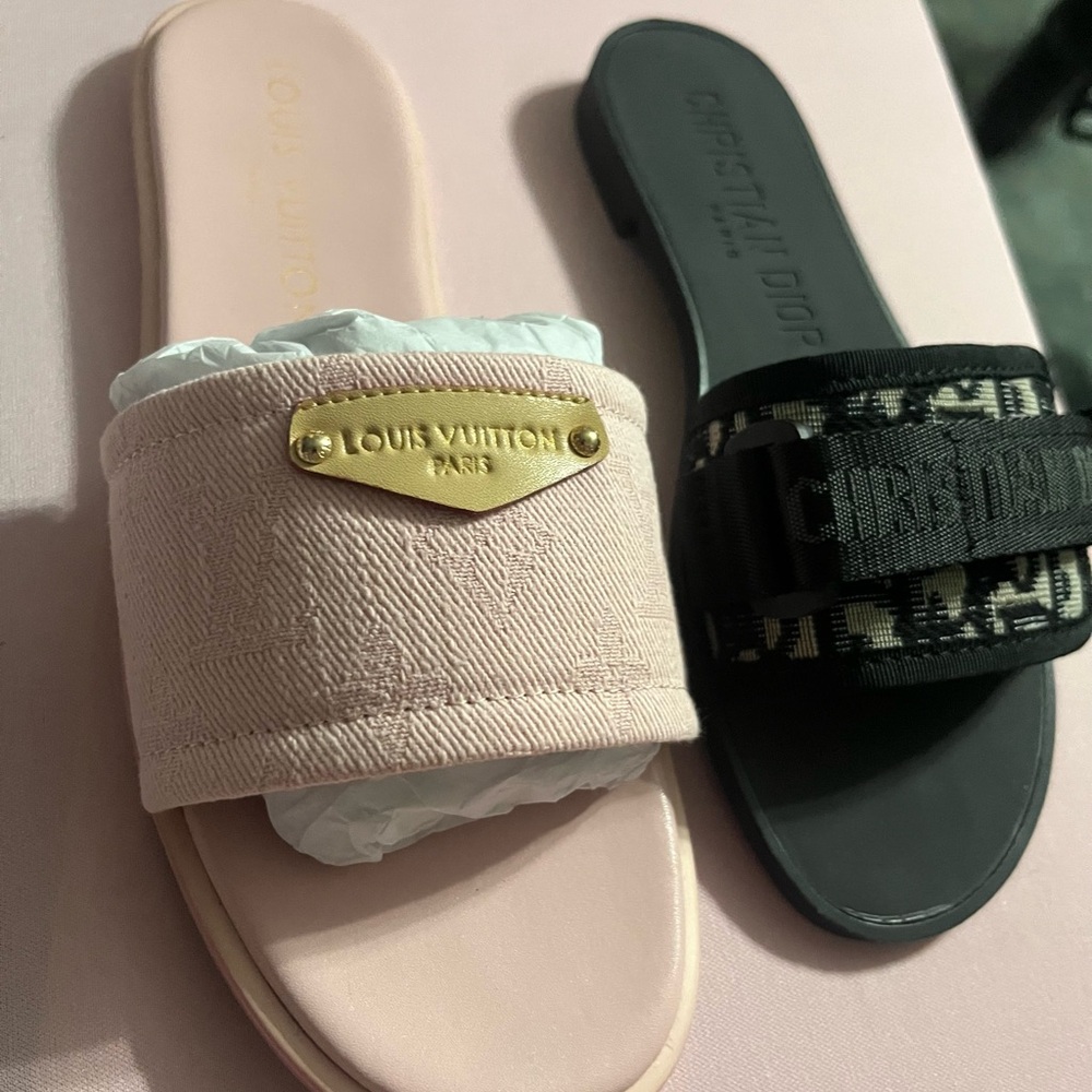 Louis Vuitton Blush Pink Slide Sandals